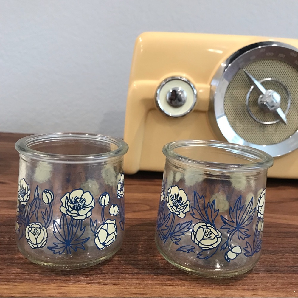 Limited edition Oui yogurt floral 5 oz. glass jars